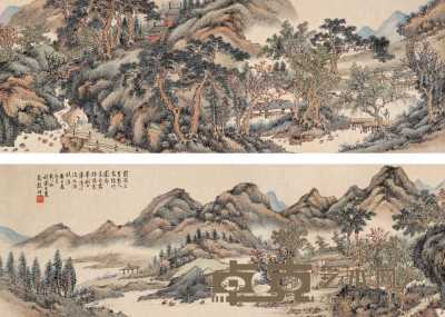吴穀祥 1900年作 前溪人家 手卷 30.5×179cm